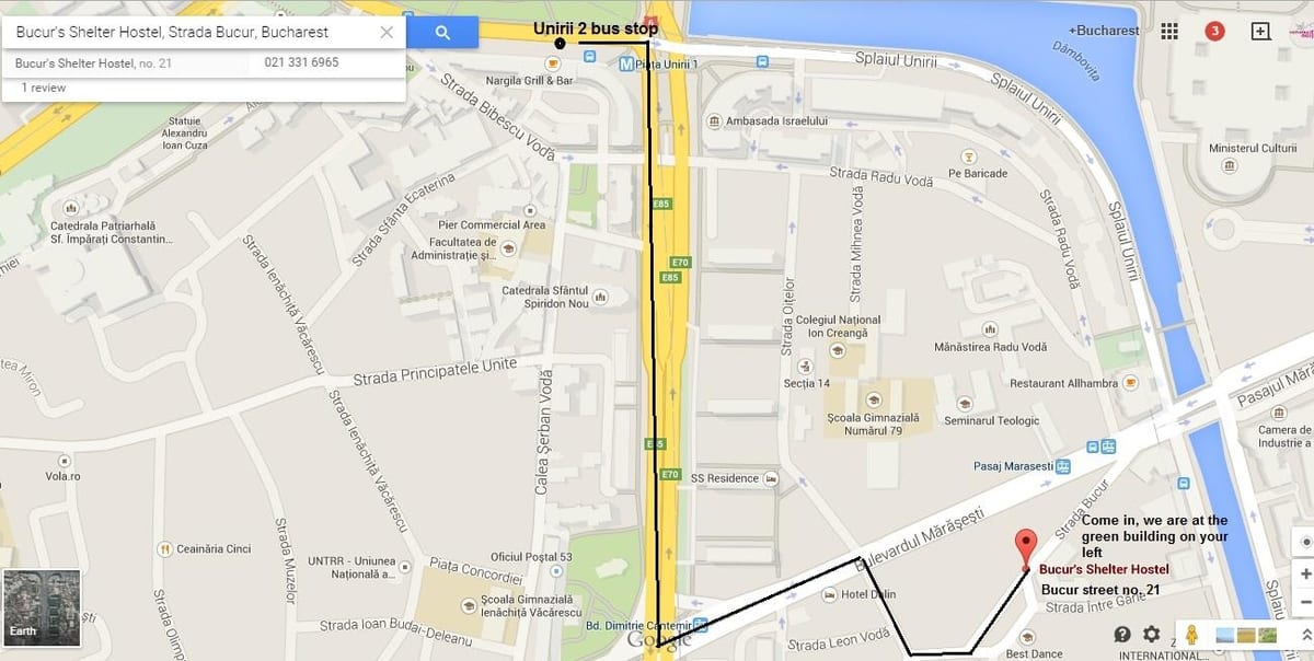 地図ののホステルbucuresti