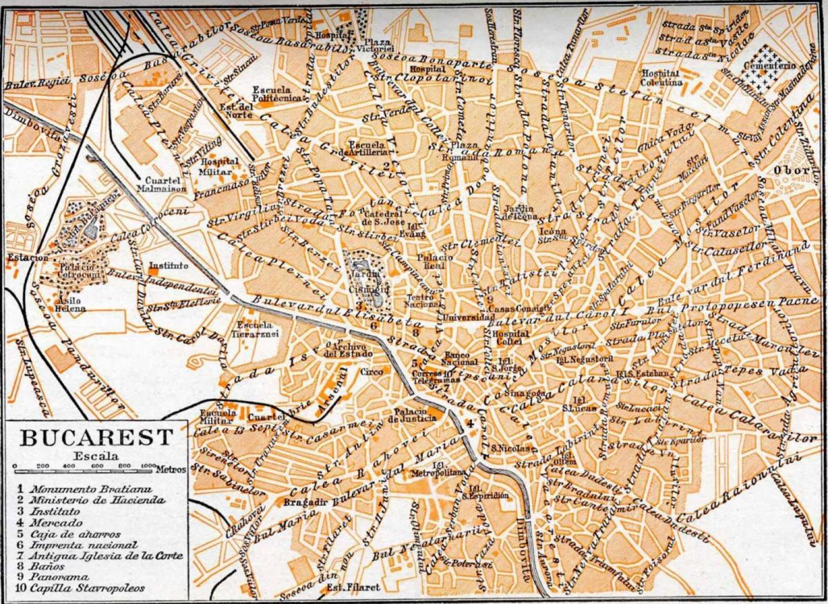 旧市街ブカレストの地図