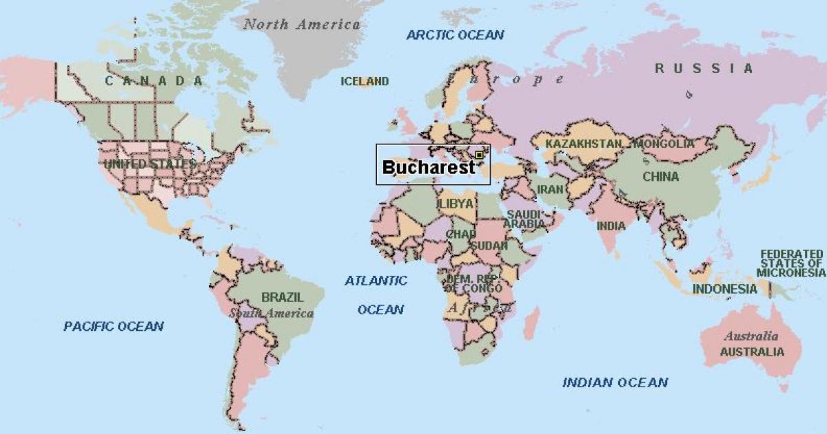 地図のブカレストの世界 