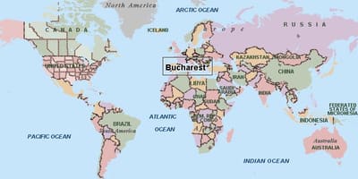 地図のブカレストの世界 